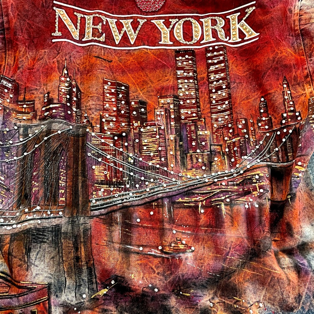 Tony Alamo New York Hand-Painted Rhinestone Denim Jacket – Size XL - Picture 4 of 14